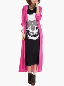 Cardigan fuchsia unicolore surdimensionné manches longues