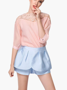 Shorts féminins en acétate de cellulose unicolore multicouche