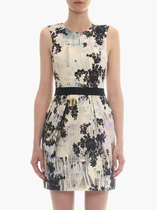 Robe moulante imprimée fleurie en acétate de cellulose