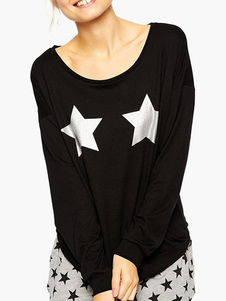 Étoiles noires impression Sweatshirt Polyester pour les femmes