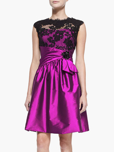 Robe moulante brodée en polyester avec dentelle