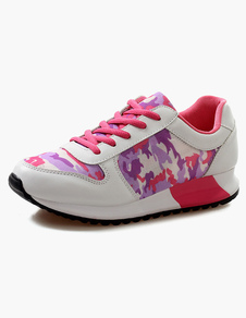 Sneakers en PU à lacets imprimé fleuri