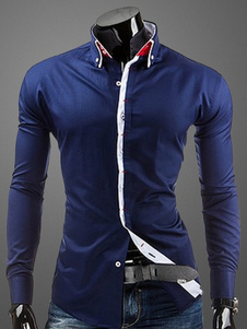 Chemise en coton avec passepoil à manches longues