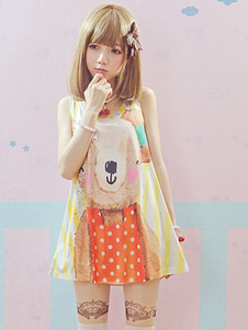 Multi couleur chemise de coton impression Lolita Multicolor