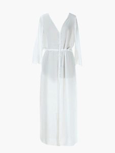 Blouse de plage translucide blanche unicolore avec lacets