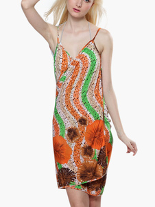 Blouse de plage multicolore imprimée fleurie à bretelles