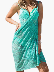 Blouse de plage unicolore creusée à demi-transparence