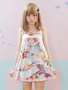 Multicolores doux coton Lolita de mousseline de soie imprimé chemise