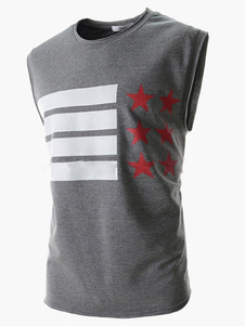 Débardeur homme en coton imprimé étoiles et rayure