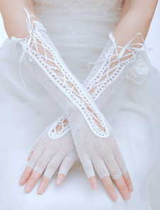 Gants en tulle blanc longueur de coude