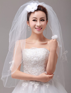 Voile à coude 2 couches en tulle avec noeud