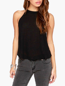 Blouse femme en chiffon unicolore coupe asymétrique