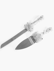 Couteau à gâteau de mariage personnalisé argent avec strass