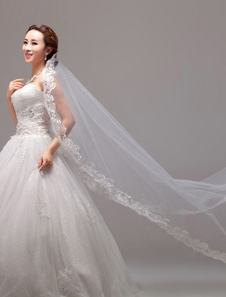 Voile cathédrale une couche en tulle avec dentelle