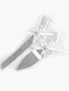 Couteau à gâteau de mariage personnalisé avec fausse perle