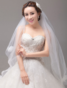 Voile à doights 3 couches en tulle avec fleur