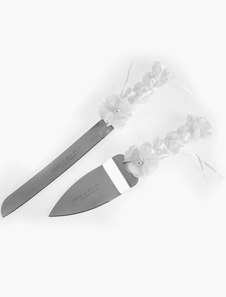 Couteau à gâteau de mariage personnalisé avec ruban