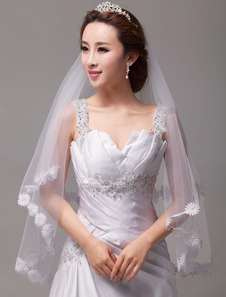 Voile à doights 1 couche en tulle avec fleur