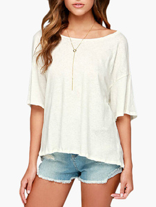 Blouse en chiffon blanc unicolore fendu surdimensionné