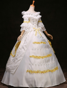 Costume rétro blanc synthétique