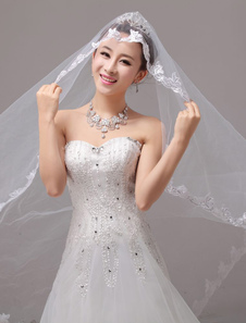 Voile chapelle 1 couche en tulle avec dentelle