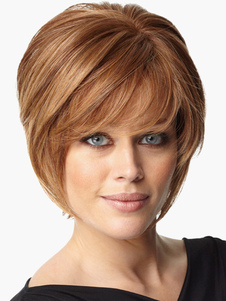 Perruque de cheveux humains courte blonde ébouriffée