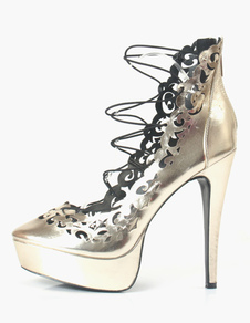 Escarpins à plateforme creusés à talon aigu en PU verni