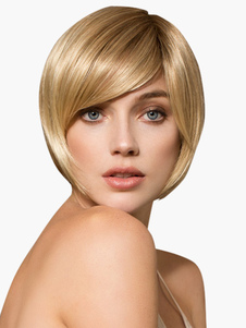 Perruque de cheveux humains couleur de lin coupe boyish