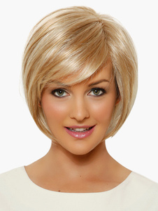 Perruque de cheveux humains or coupe boyish ébouriffée