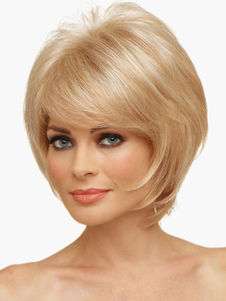 Perruque de cheveux humains or coupe boyish ébouriffée