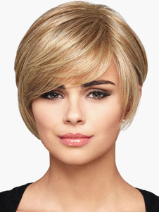 Perruque de cheveux humains or coupe boyish ébouriffée