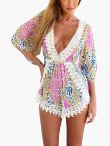 Combinaison courte colorée avec dentelle