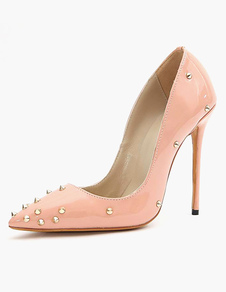 Rivets PU brevets Sexy Toe pointu talons