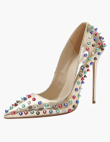 Or talon aiguille vitré PU pointu chaussures