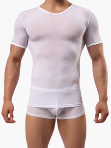 Maillot de corps manches courtes sexy Nylon