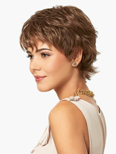 Perruque courte blonde ébouriffée en fibre coupe boyish