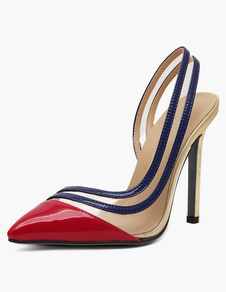 Color Block a souligné Toe PU cuir escarpins
