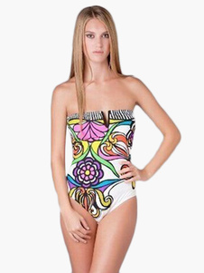 Bikini bustier d'une pièce en lycra spandex imprimé fleuri