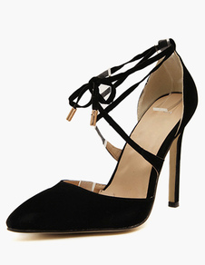 Escarpins à bout pointu et talon aigu en micro daim noir