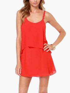 Robe d'été en chiffon unicolore à bretelles