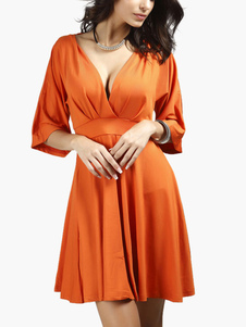 Coton mélange Backless robe chasuble évasée