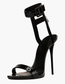 Sandales noires bout ouvert PU