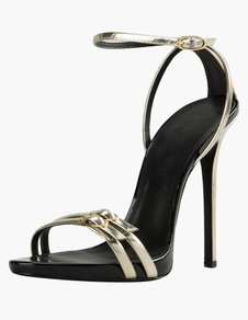 Sandales or bout ouvert PU verni avec boucle