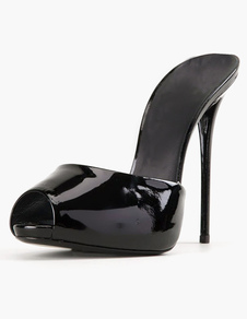 Sandales peep-toe verni talons aigus PU