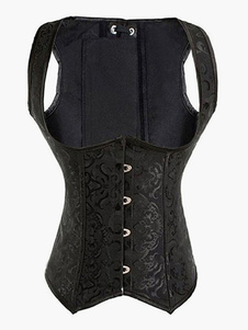 Corset lycra noir jacquard passepoil