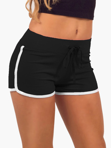 Short féminin coton bicolore lacets taille naturelle