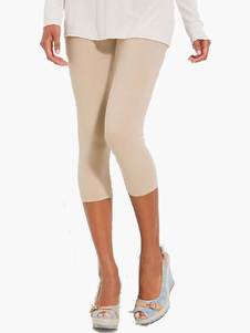 Leggings femmes coton écru blancs unicolore