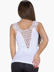 Débardeur féminin dentelle encolure dégagée