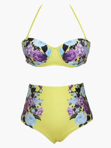 Bikini ensemble sexy multicolore à licou femme