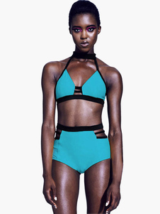 Maillot de bain 2 pièces sexy bicolore femme